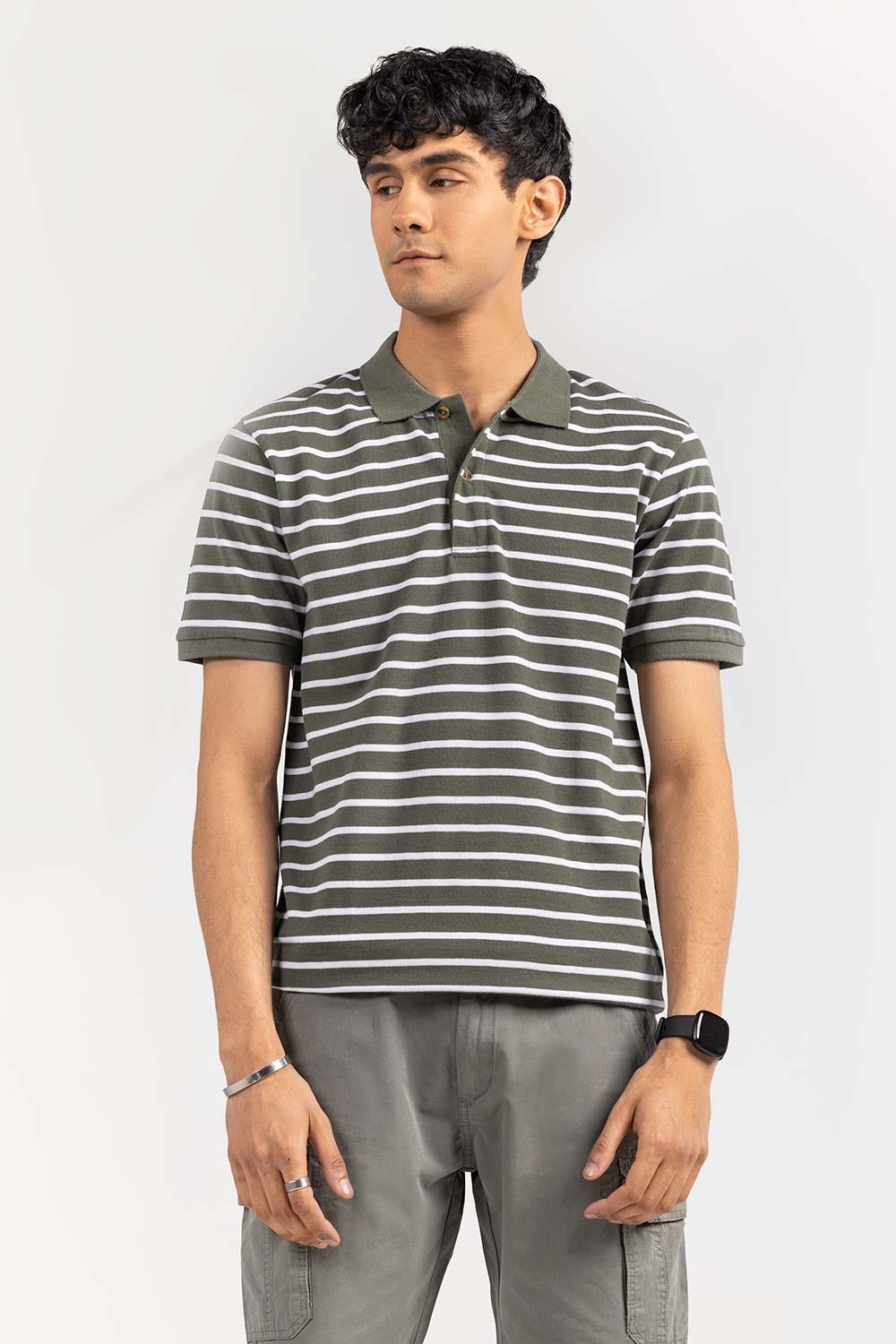 Green-White Yarn Dyed Polo PKP-YD-D71