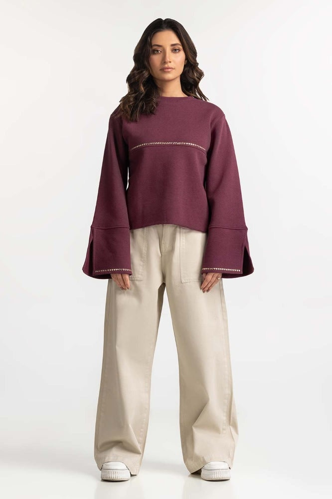 Plum Knitted Sweatshirt WM-SWS-WS23-008