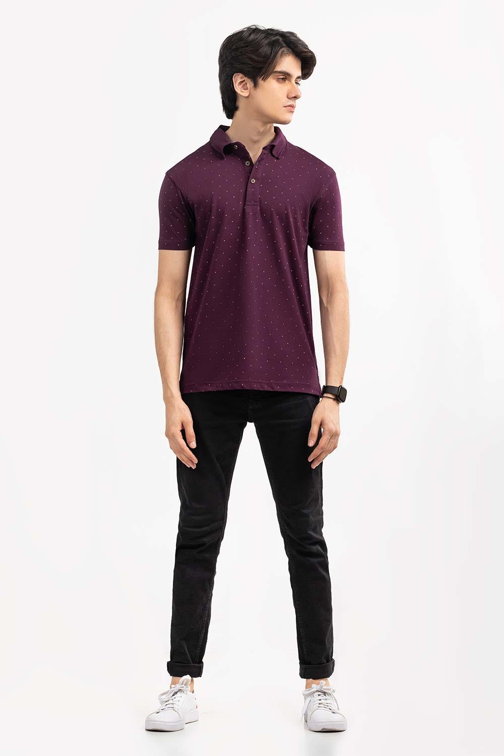 Plum  Printed Polo SJP-PRINT-D02