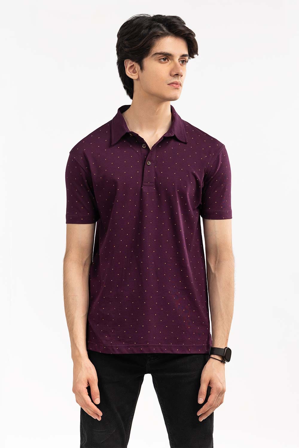 Plum  Printed Polo SJP-PRINT-D02