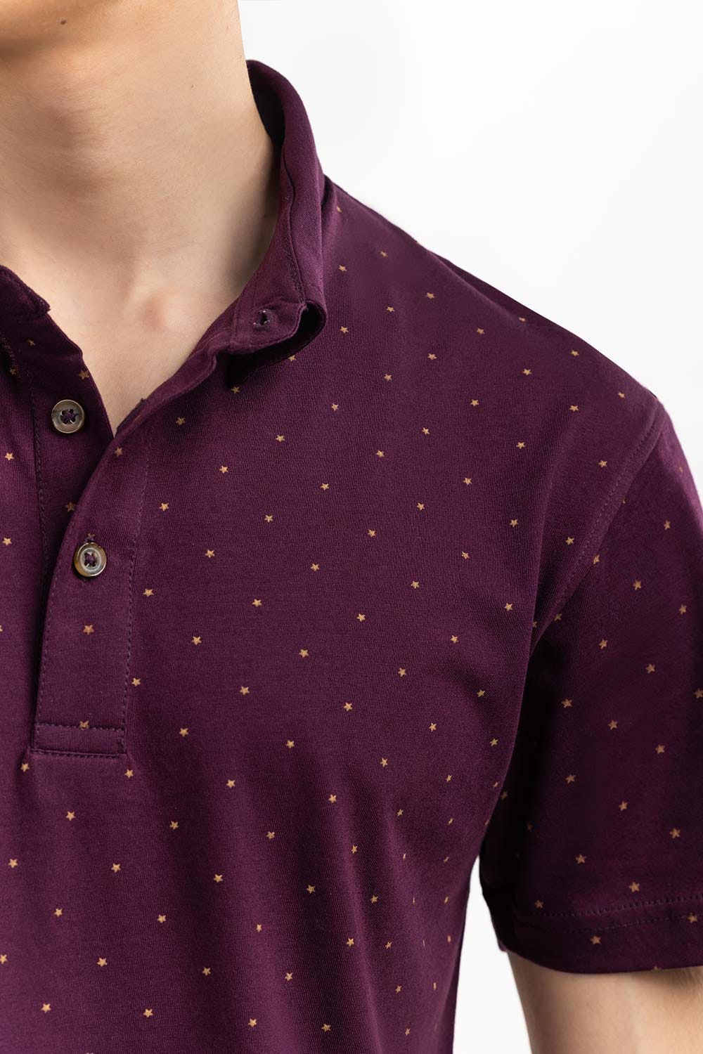 Plum  Printed Polo SJP-PRINT-D02