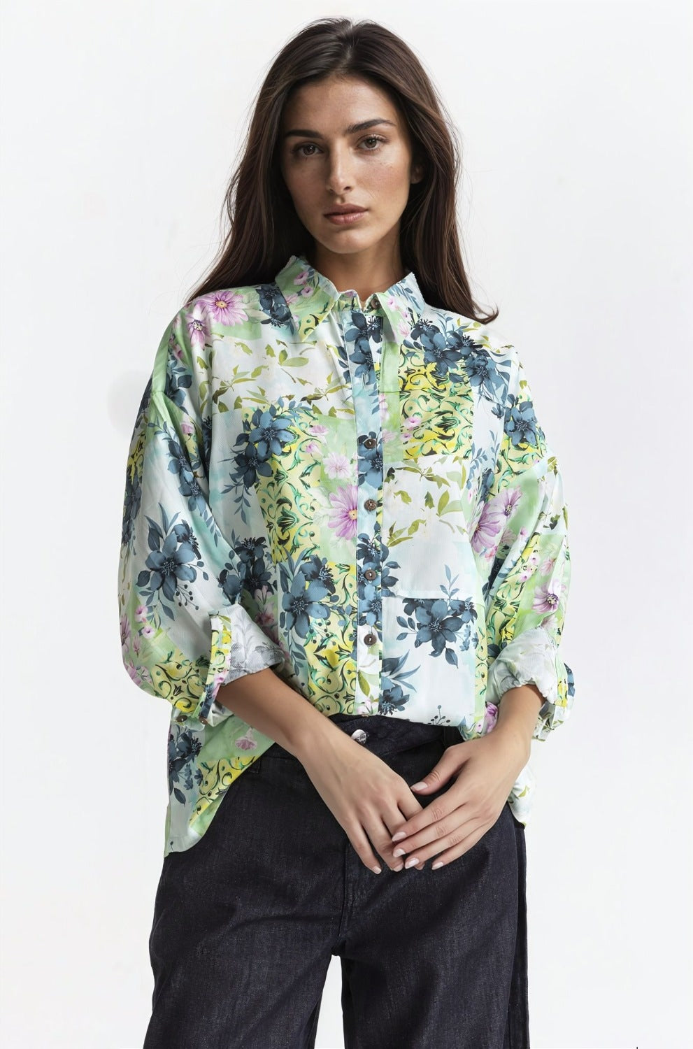 Printed-Collar Button Down Shirt WM-CS-SS24-028