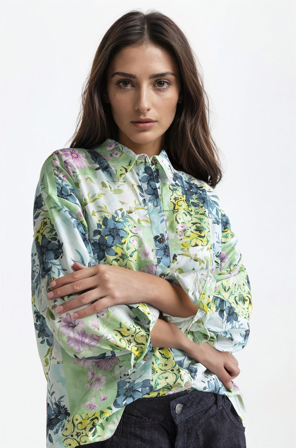 Printed-Collar Button Down Shirt WM-CS-SS24-028