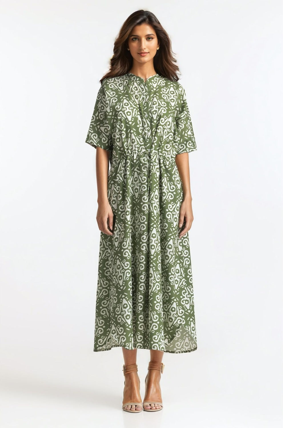 Printed Ban-Collar Dress WM-DRS-SS24-117