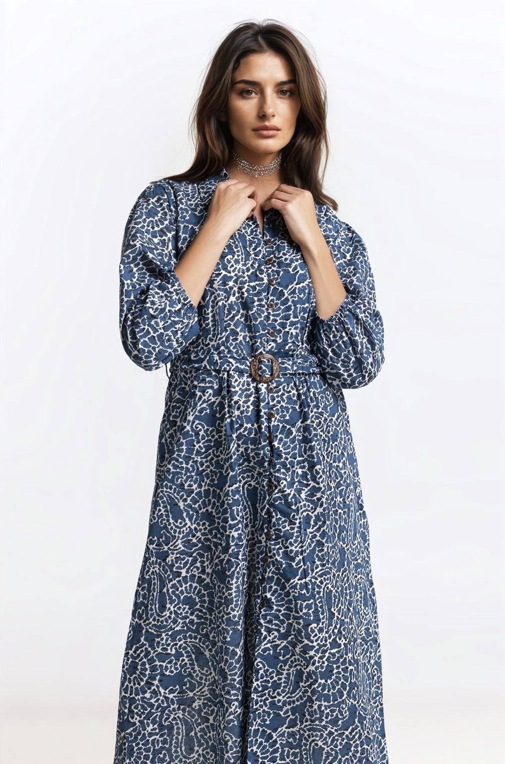 Printed Collar Dress WM-DRS-SS24-024