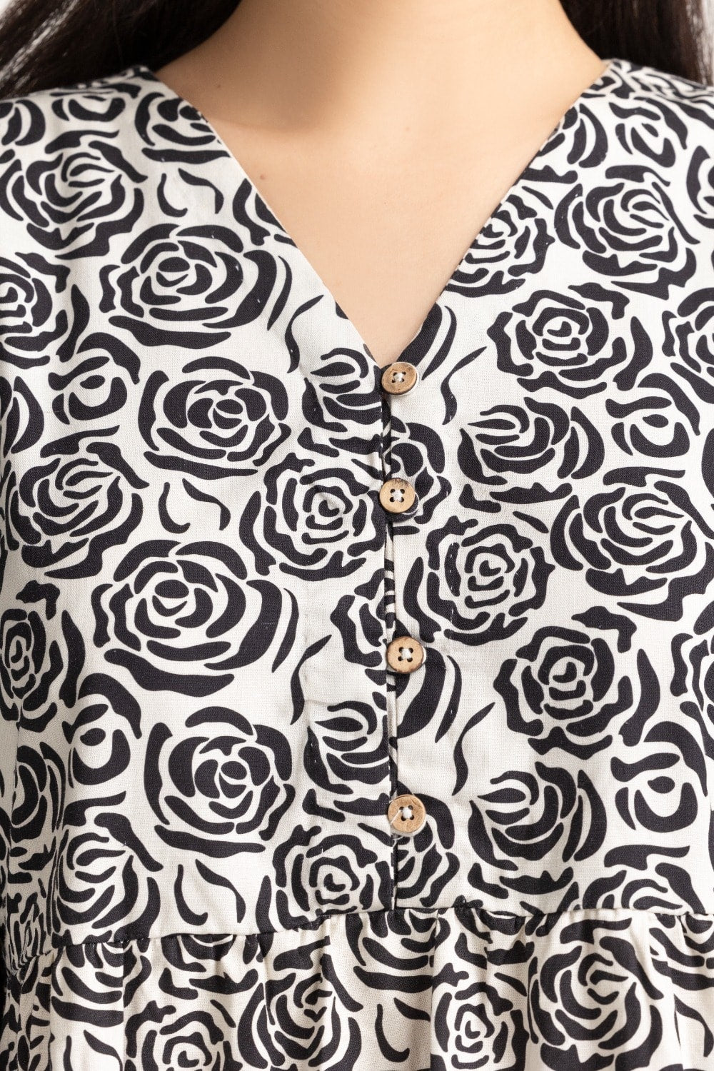 Printed V-Neck Tiers Dress WM-DRS-SS24-018