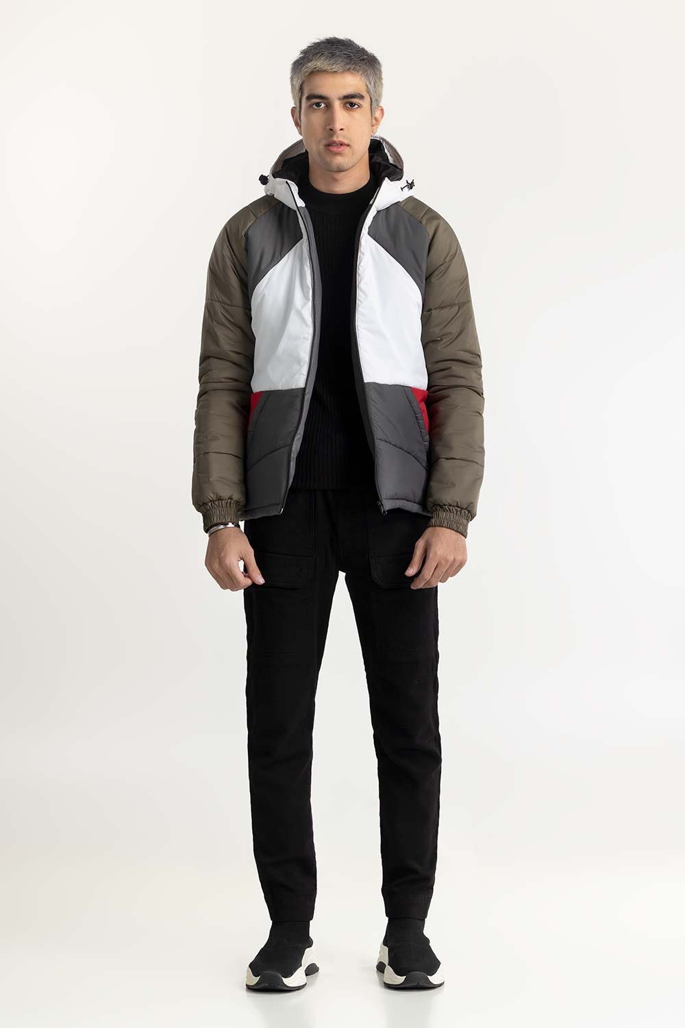 Colour Block Puffer Jacket 224-110-025