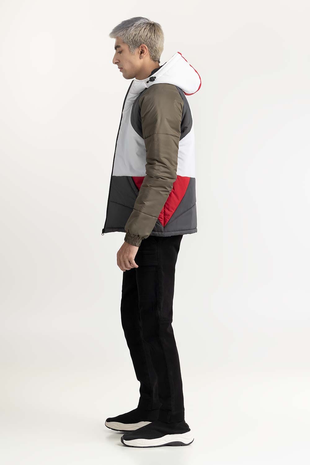 Colour Block Puffer Jacket 224-110-025