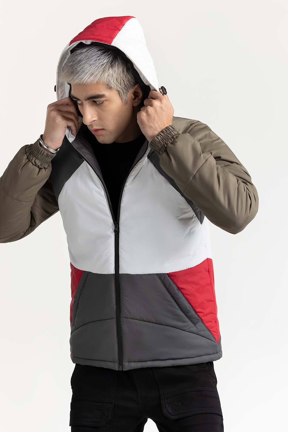 Colour Block Puffer Jacket 224-110-025