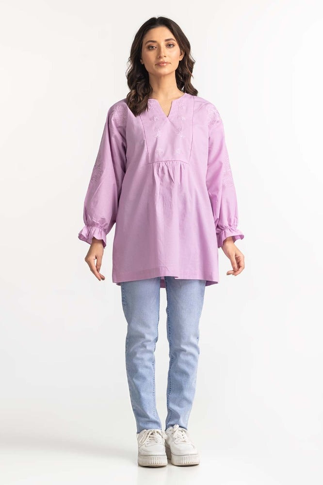 Purple Basic Blouse 231-217-045