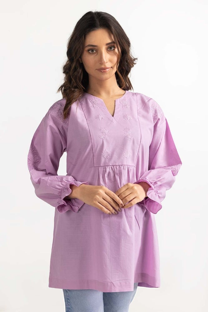 Purple Basic Blouse 231-217-045