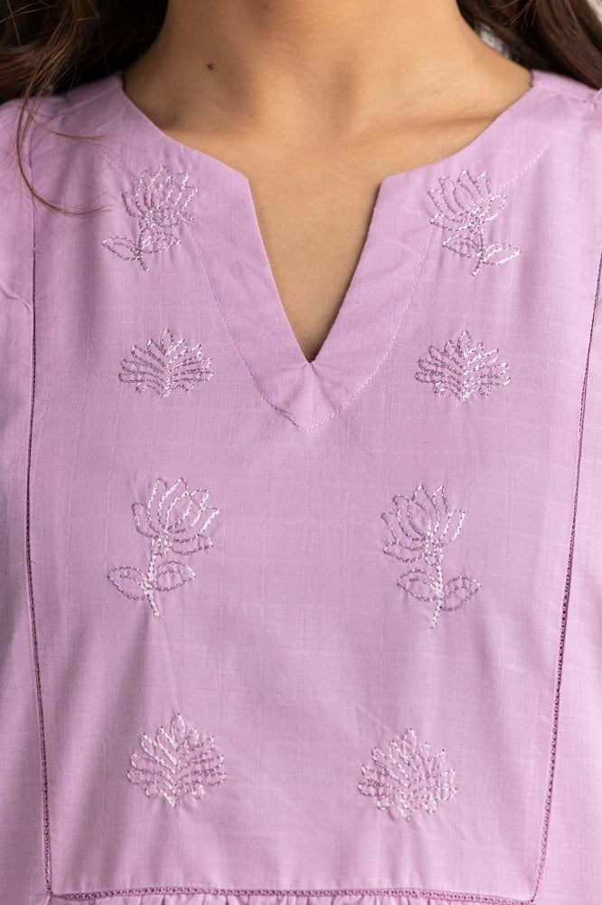 Purple Basic Blouse 231-217-045