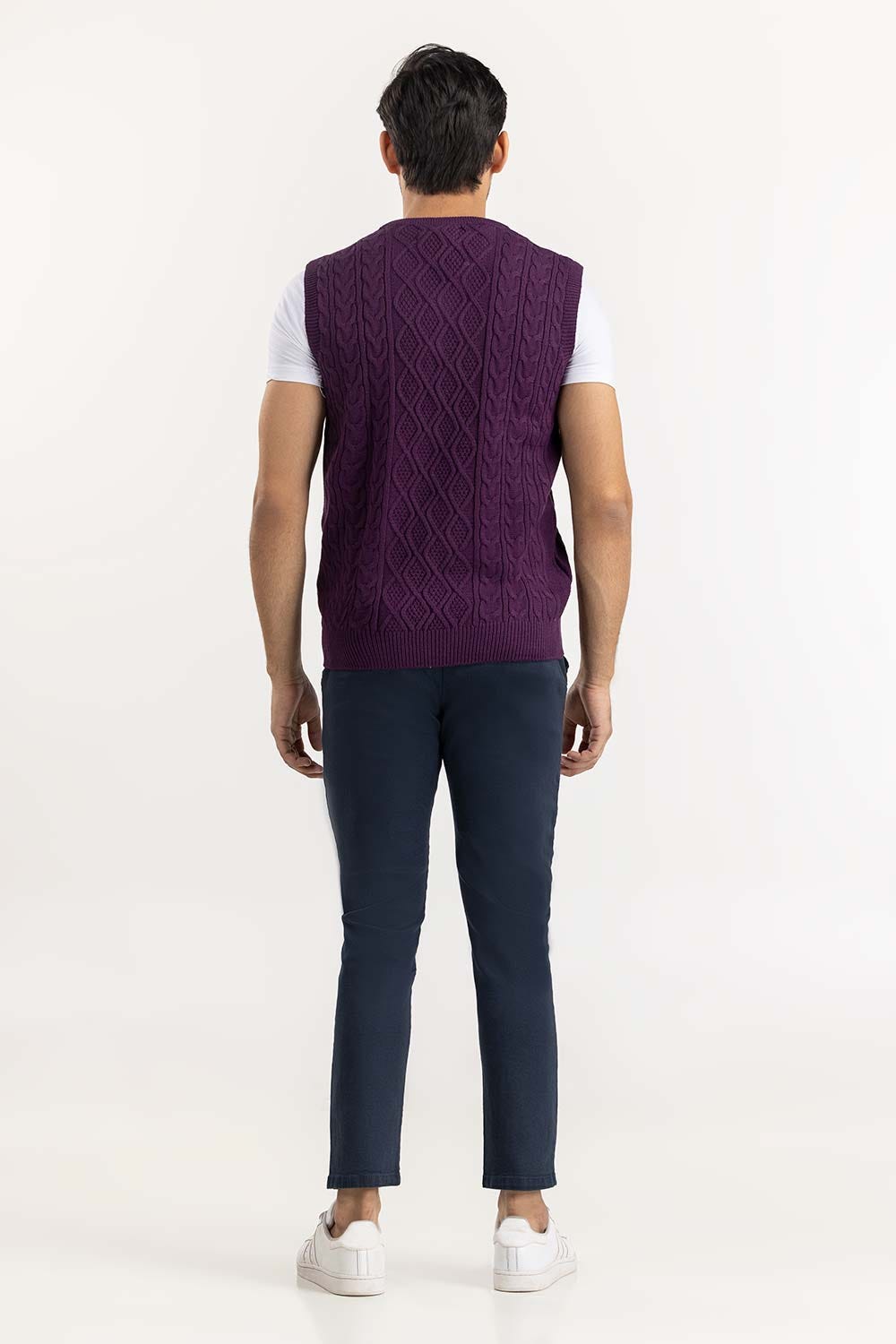Purple Cabling Sleeveless Sweater SWT-FSLVN22-117-2