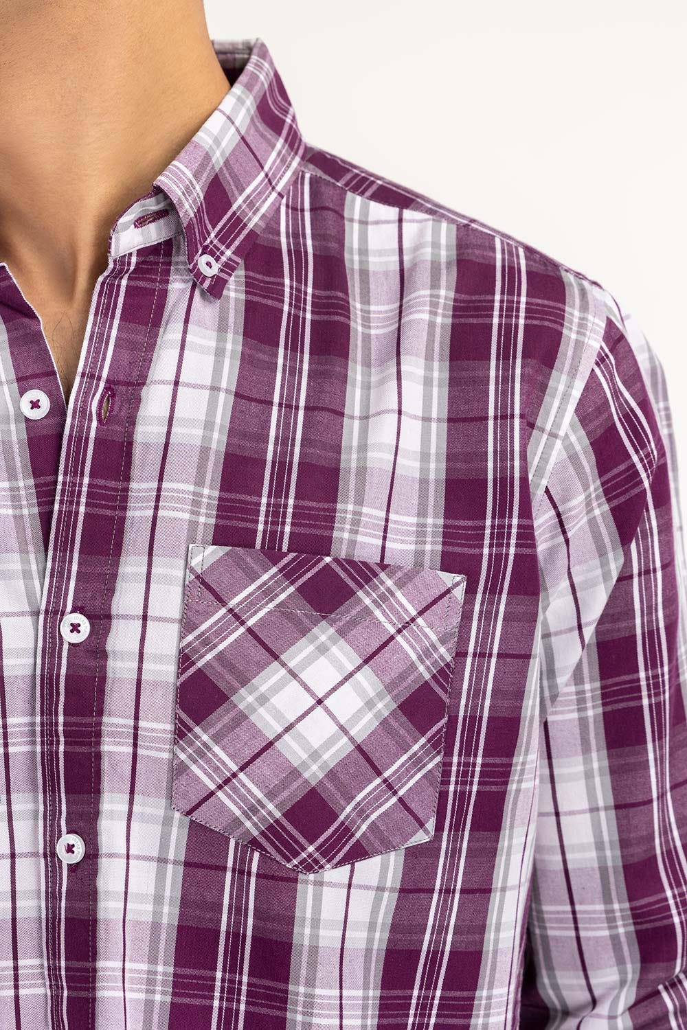 Purple Checkered Casual Shirt CS-YD22-033