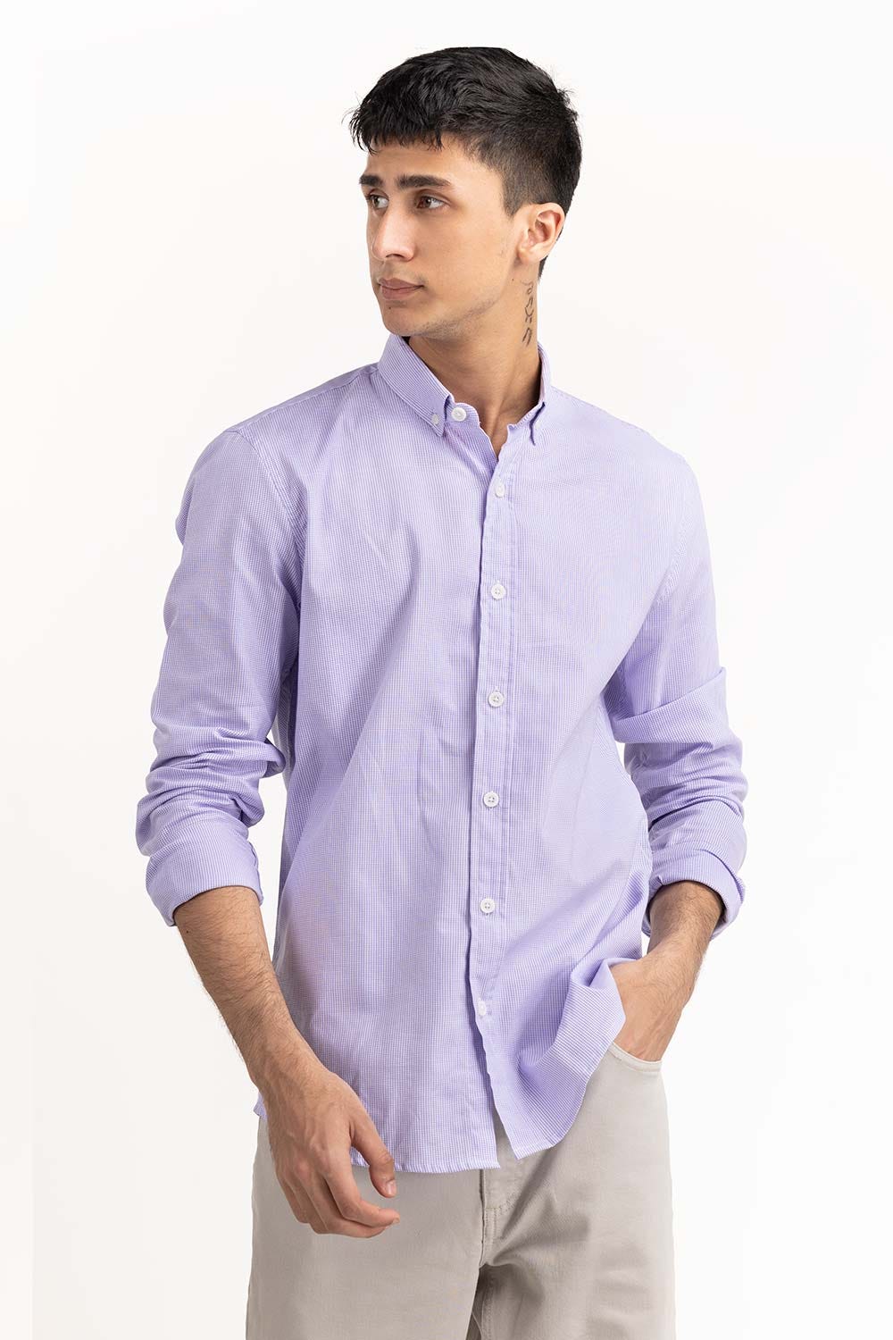 Purple Houndstooth Button-Down Shirt 224-117-001