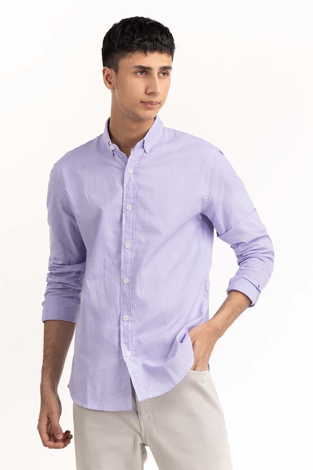 Purple Houndstooth Button-Down Shirt 224-117-001