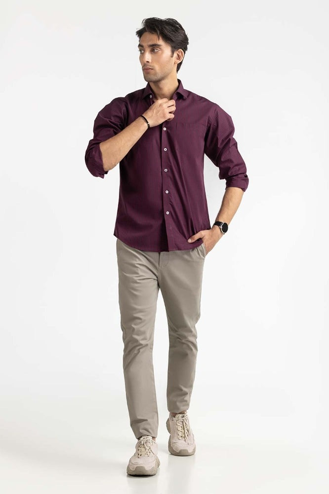 Purple Yarn Dyed Checkered Formal Shirt MN-FS-YD23-003