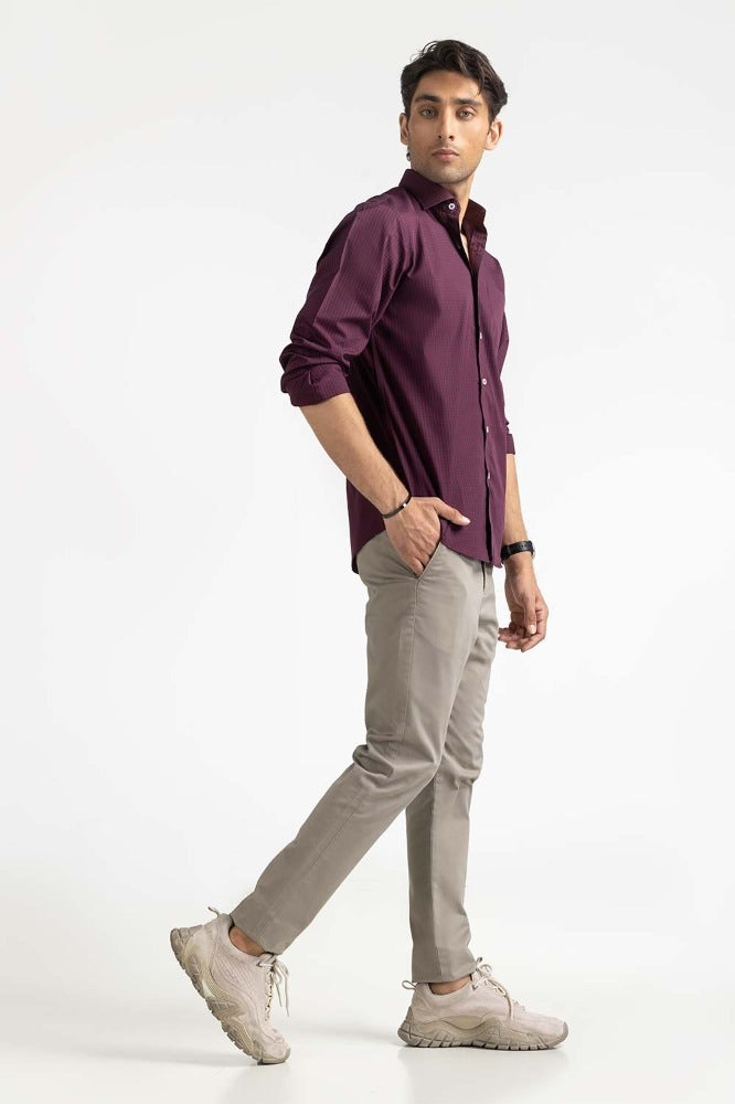 Purple Yarn Dyed Checkered Formal Shirt MN-FS-YD23-003