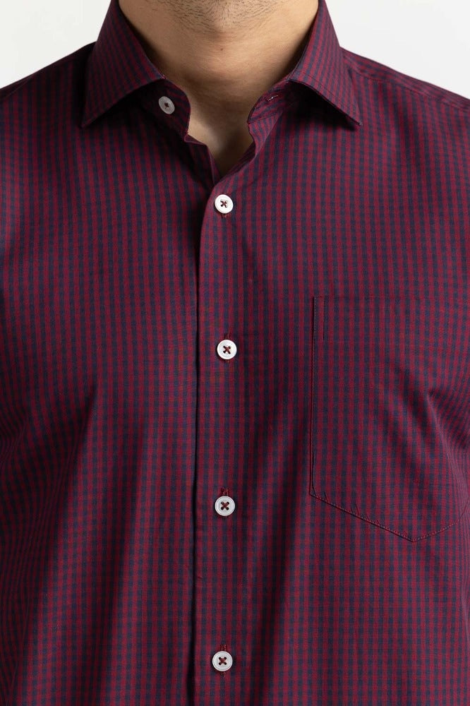 Purple Yarn Dyed Checkered Formal Shirt MN-FS-YD23-003