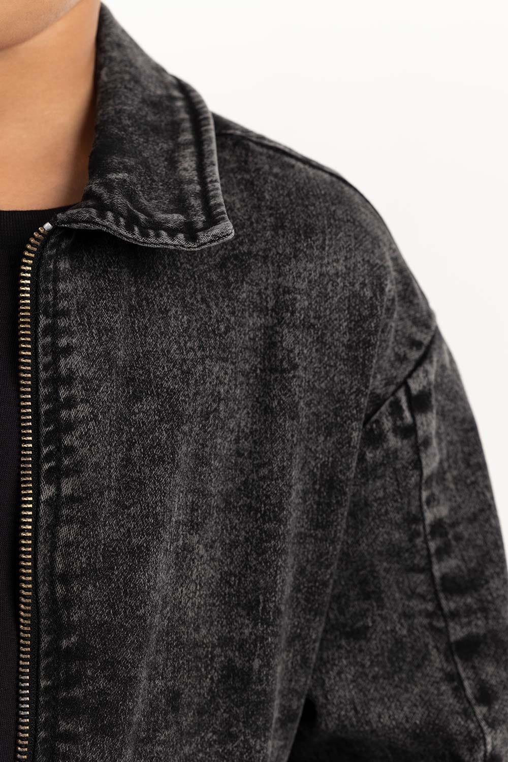 Junior Boy Random Wash Collared Denim Jacket 224-310-052