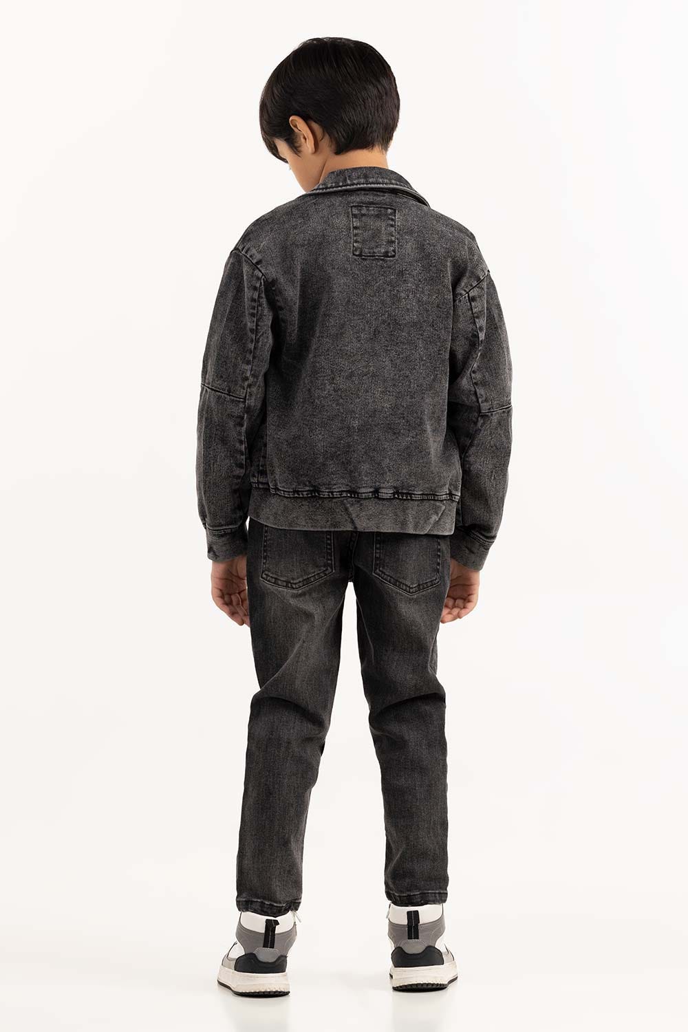 Junior Boy Random Wash Collared Denim Jacket 224-310-052
