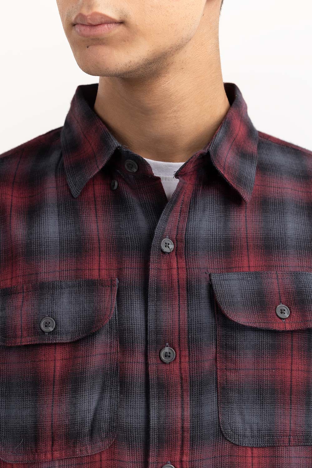 Red and Black Casual Shirt 224-117-028