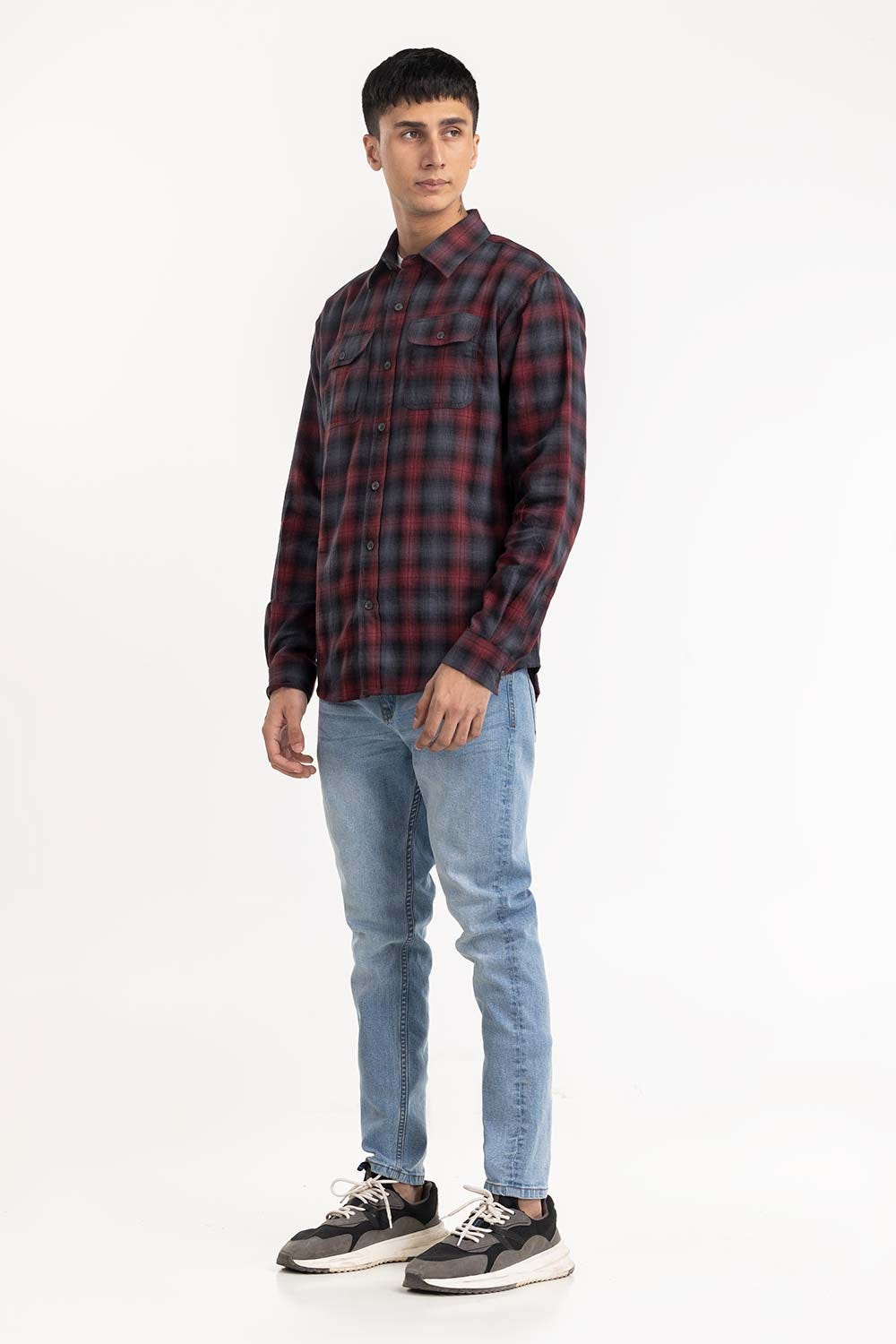 Red and Black Casual Shirt 224-117-028