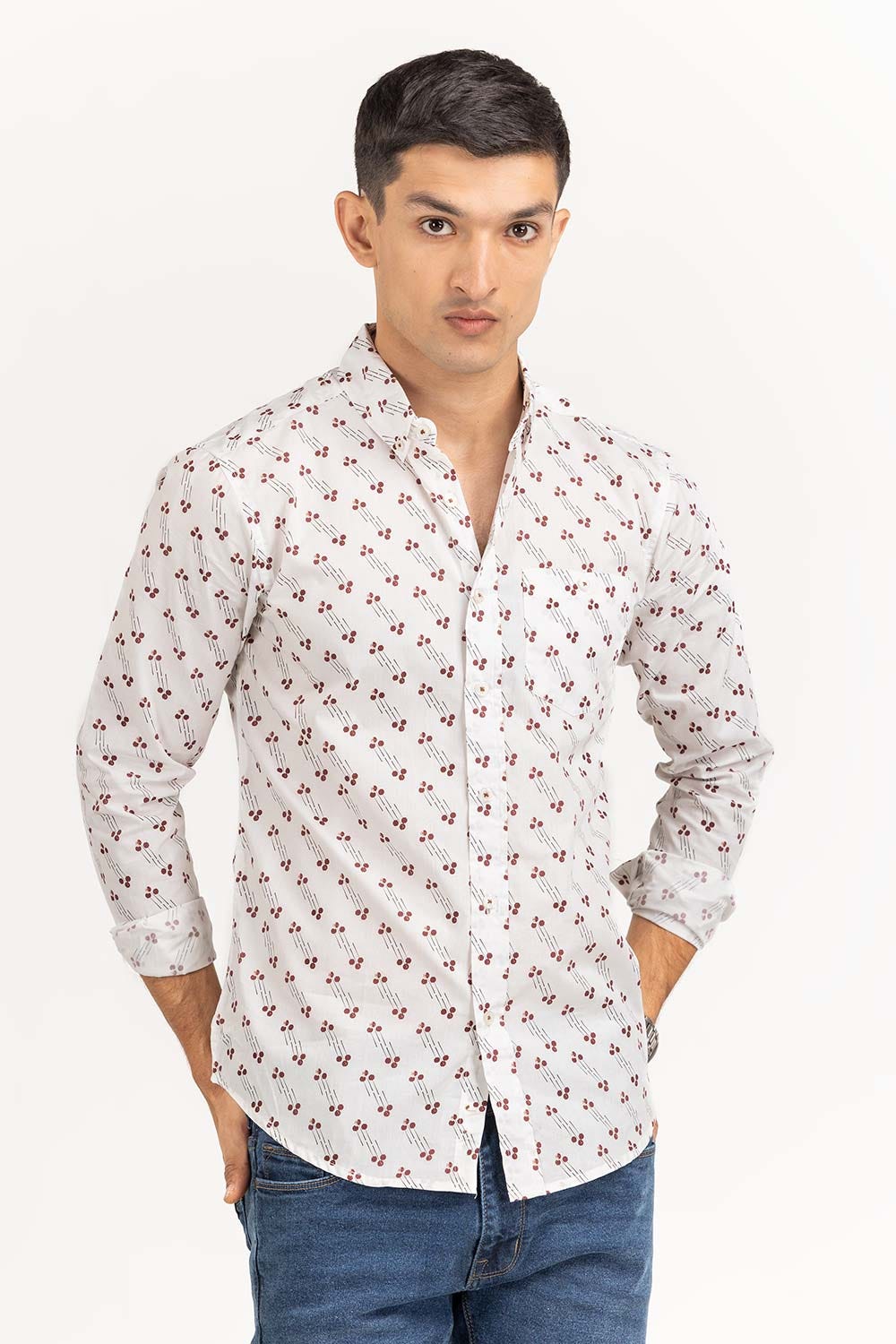 Red Black Printed Casual Shirt CS-PRT22-008