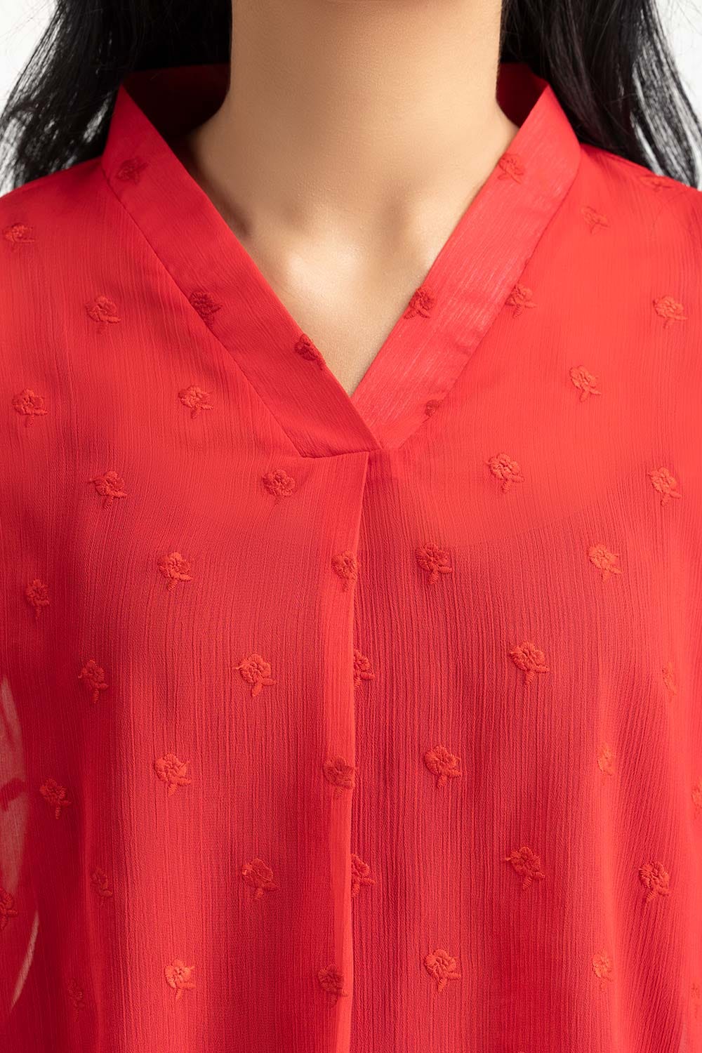 Red Blended Blouse 231-217-063