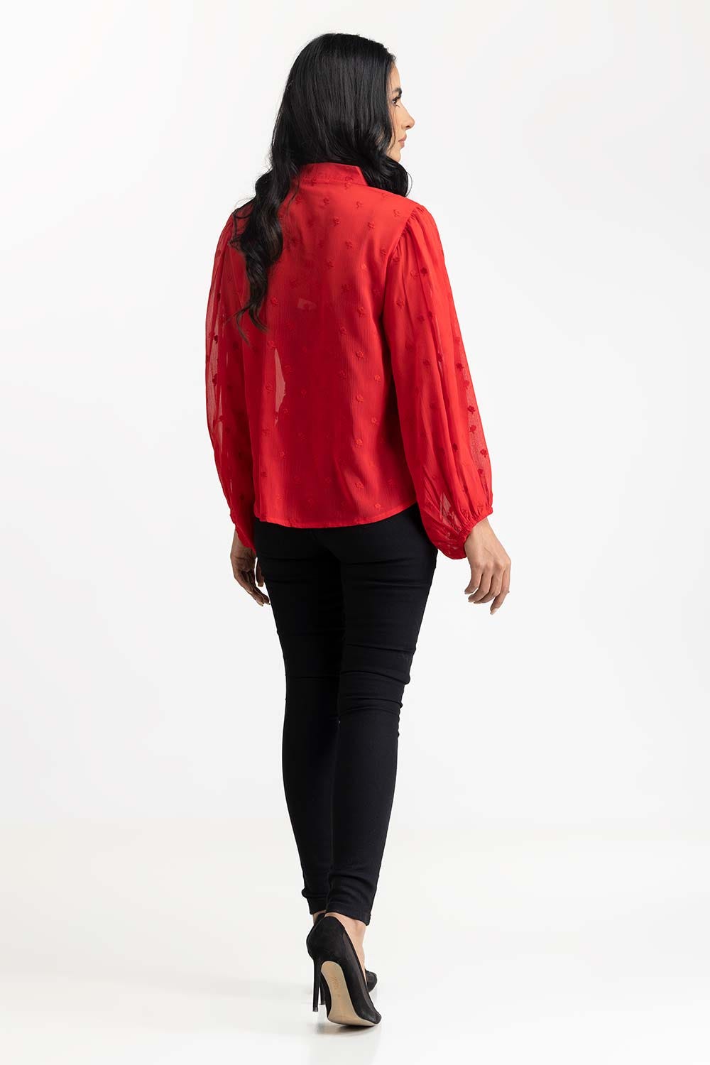 Red Blended Blouse 231-217-063
