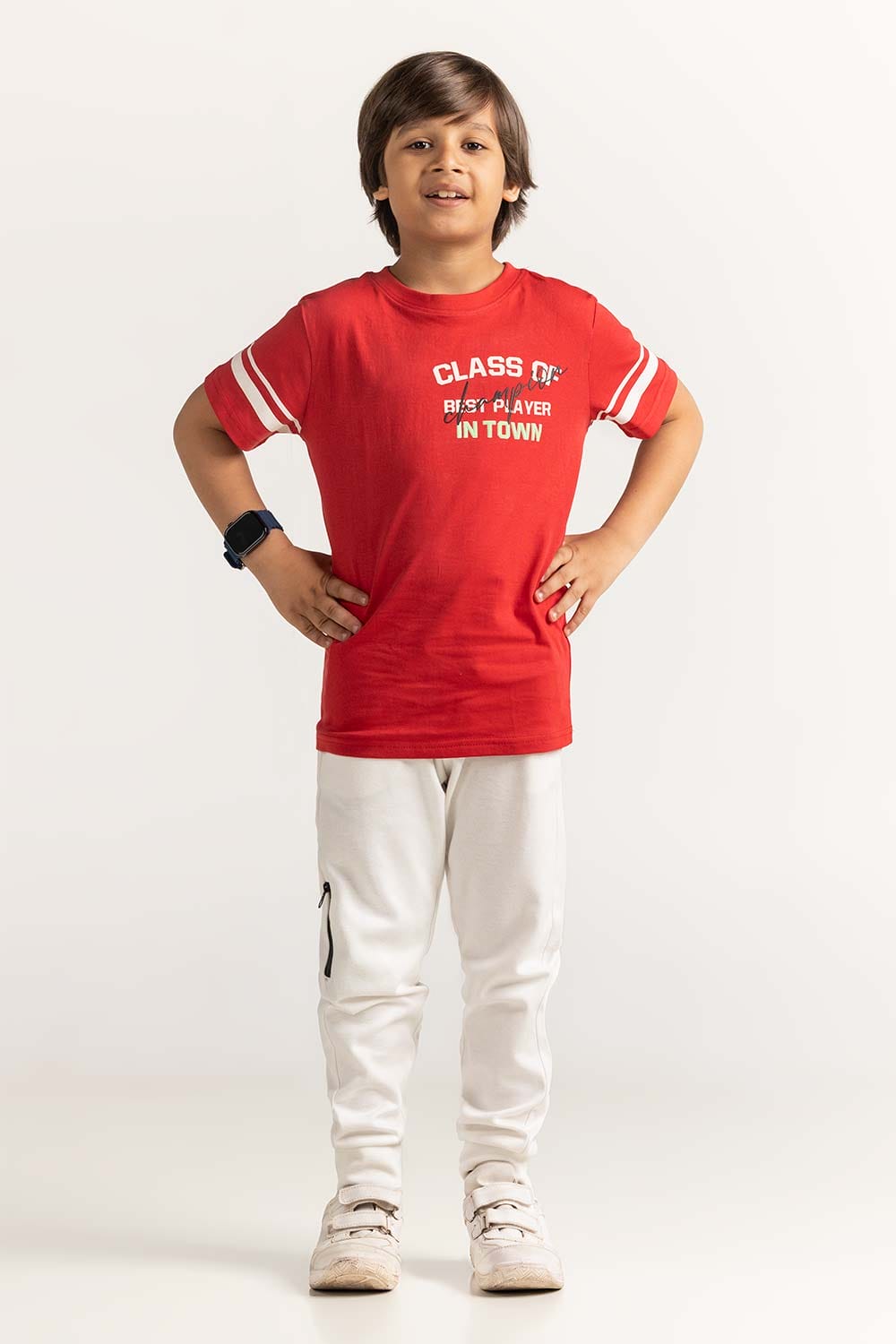 Red Junior Boy Knit Printed Tee JB-TS-SS24-037