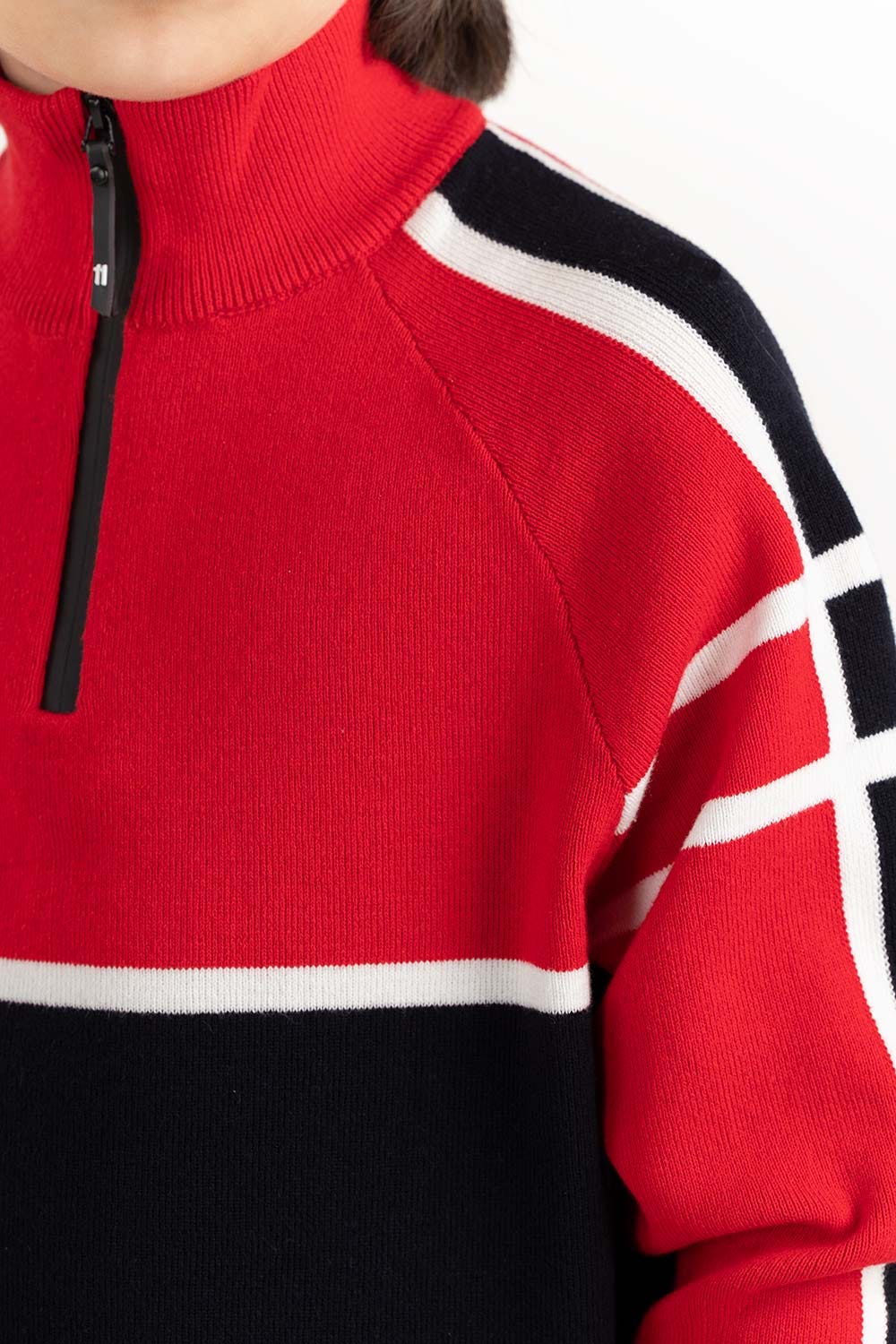 Junior Boy Red Knit Sweater 224-311-003