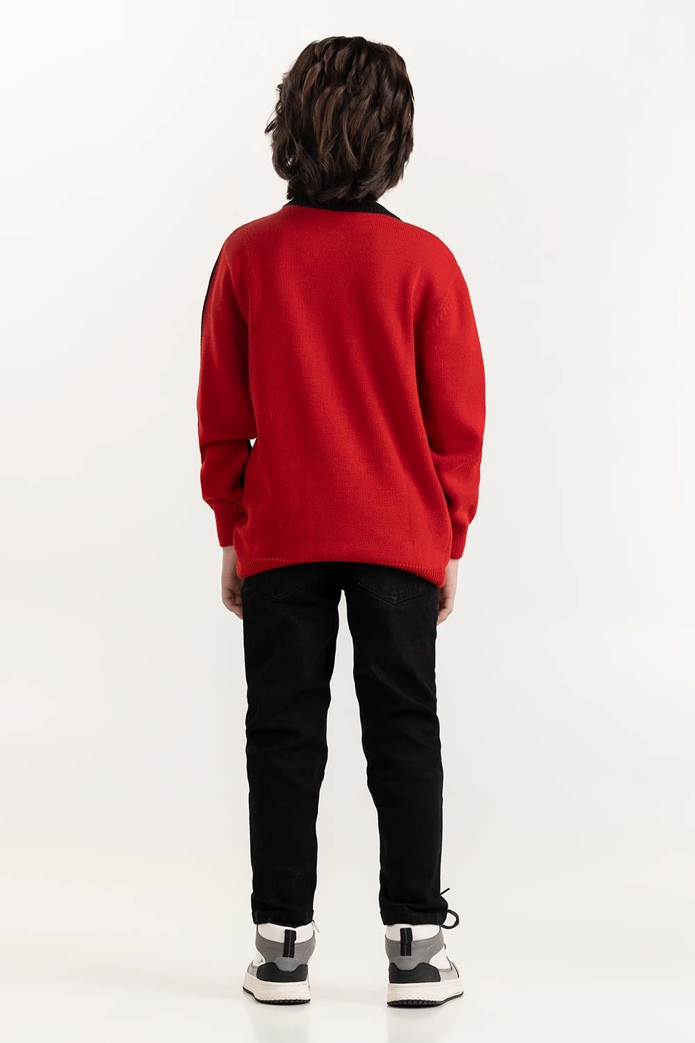 Junior Boy Red Knit Sweater 224-311-101