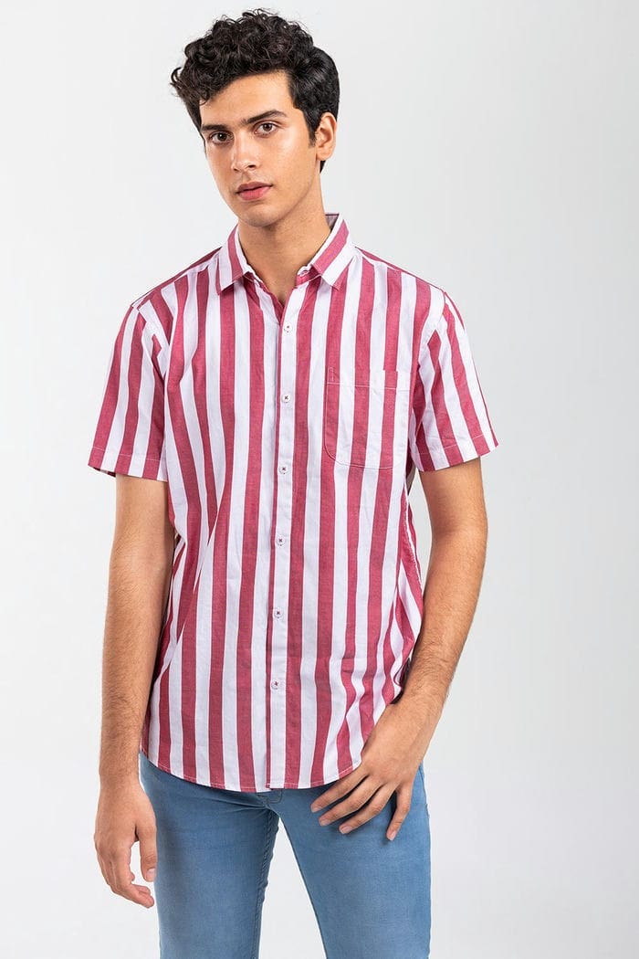 Red Striped Casual Shirt CM-YD-2875 CS HS