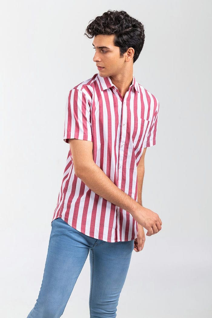 Red Striped Casual Shirt CM-YD-2875 CS HS