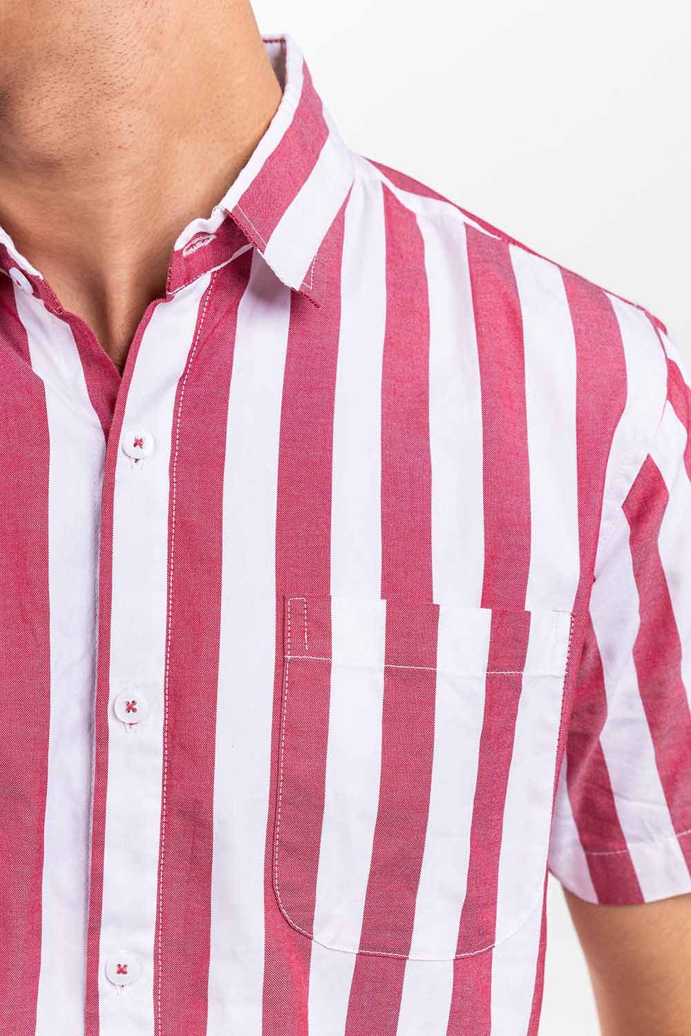 Red Striped Casual Shirt CM-YD-2875 CS HS