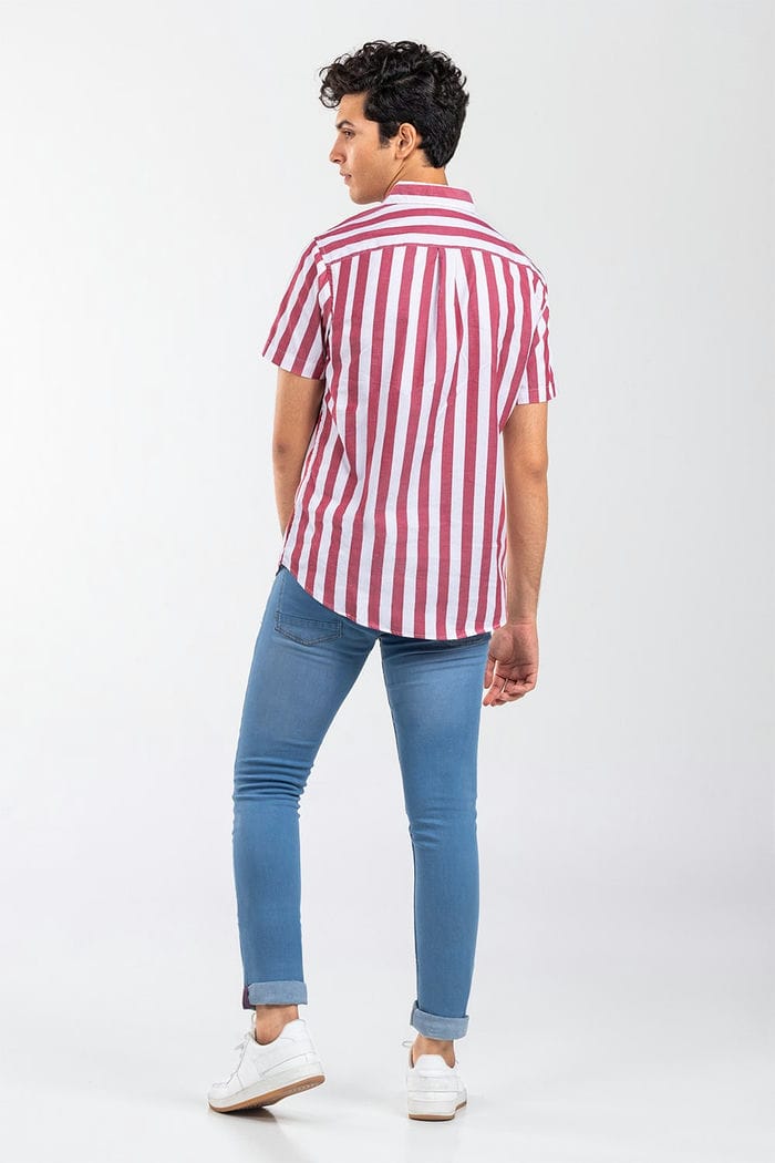 Red Striped Casual Shirt CM-YD-2875 CS HS