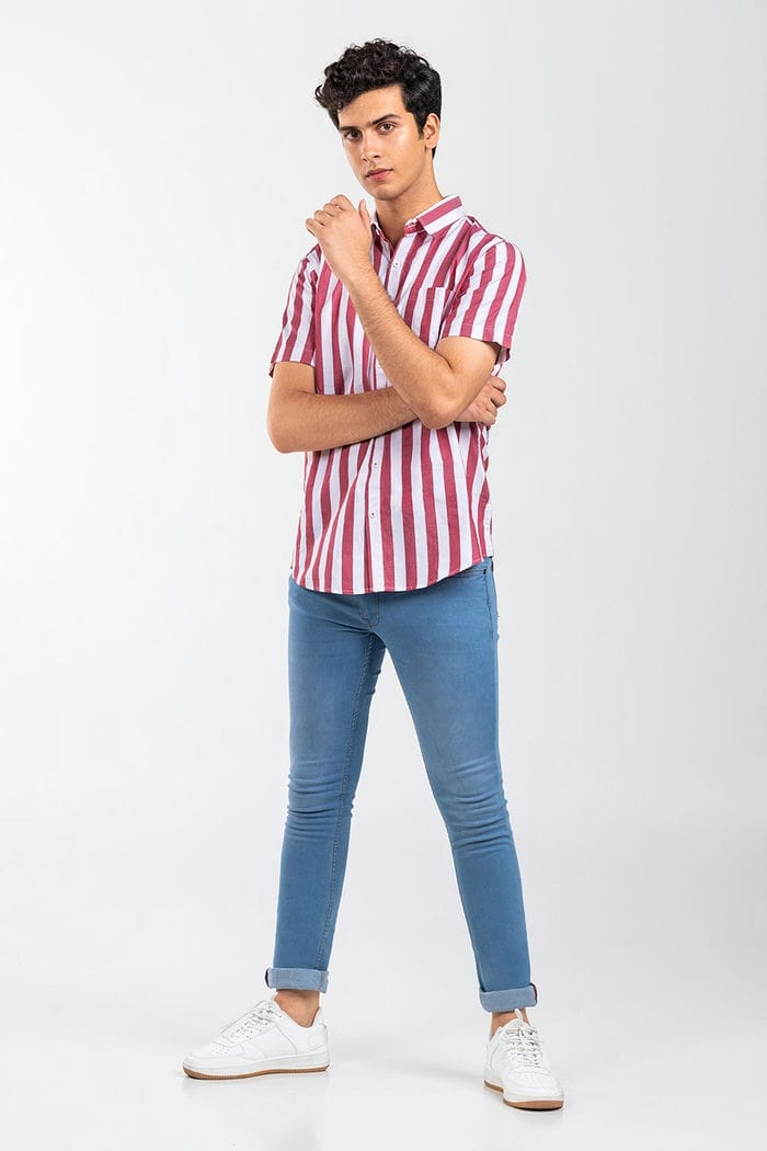 Red Striped Casual Shirt CM-YD-2875 CS HS