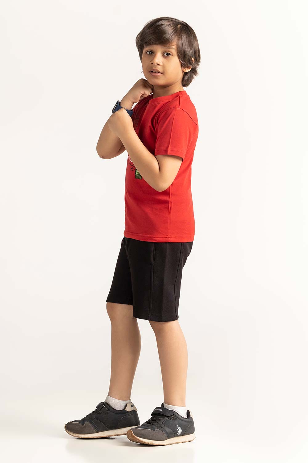 Red Toddler Boy Knit Printed Tee TB-TS-SS24-043