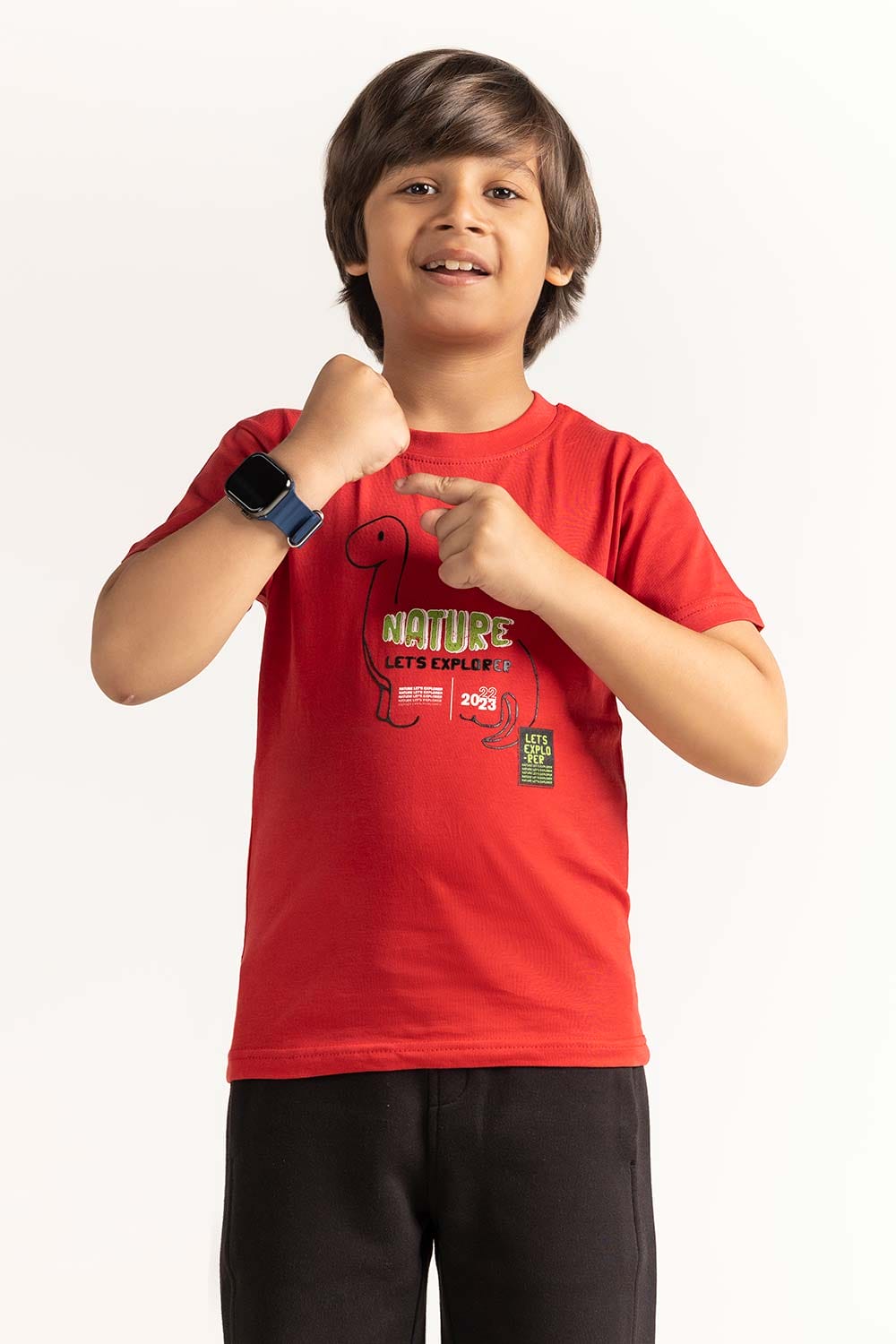 Red Toddler Boy Knit Printed Tee TB-TS-SS24-043