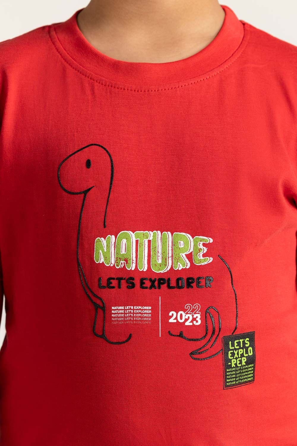 Red Toddler Boy Knit Printed Tee TB-TS-SS24-043