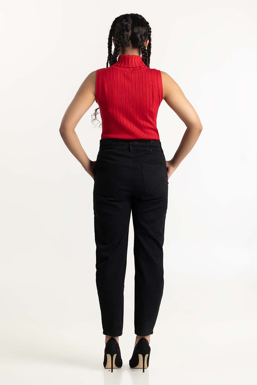 Red High Neck Sweater 224-211-028