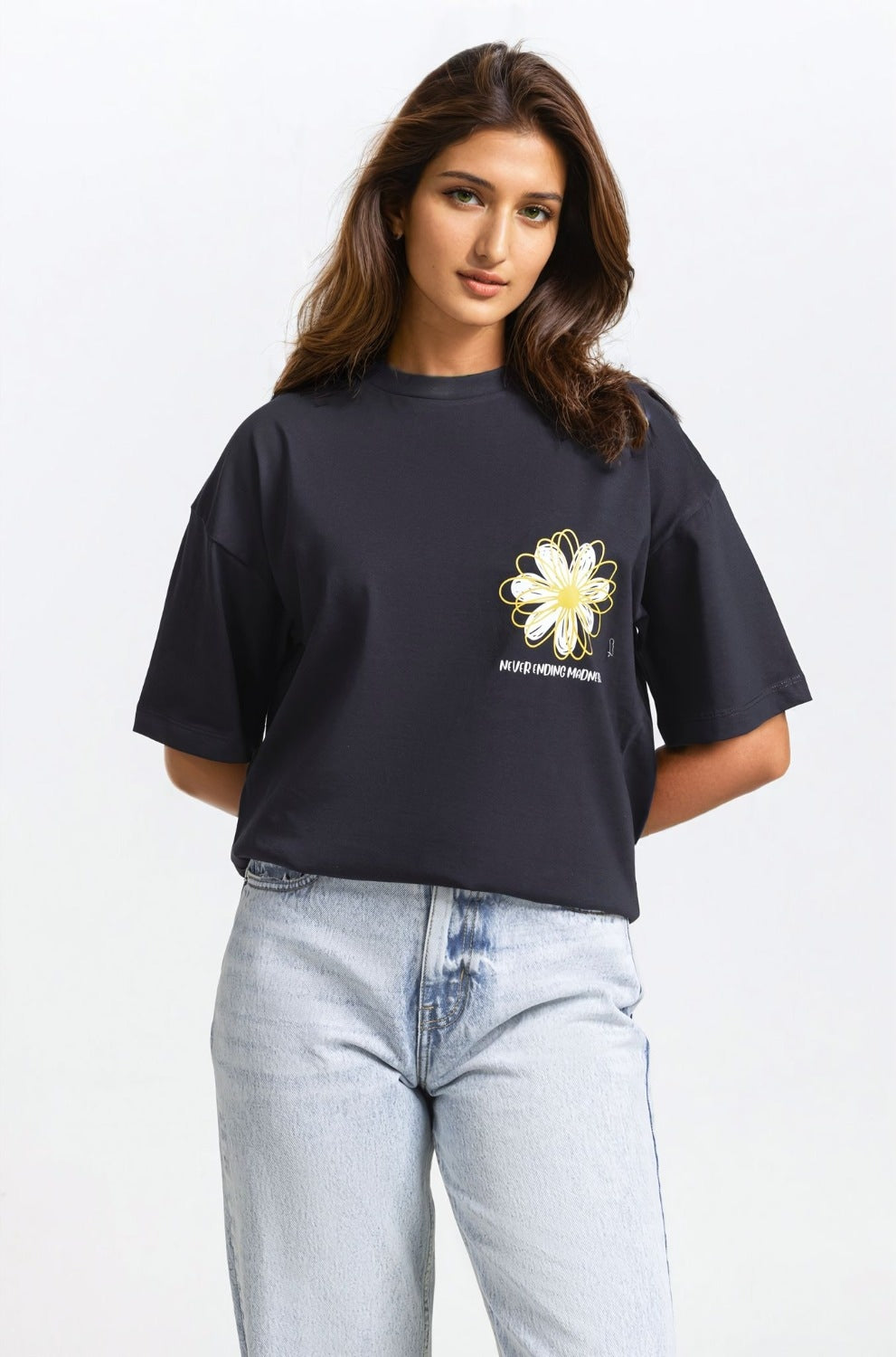 Relax Fit Black Tee With Artwork WM-KTP-SS24-032