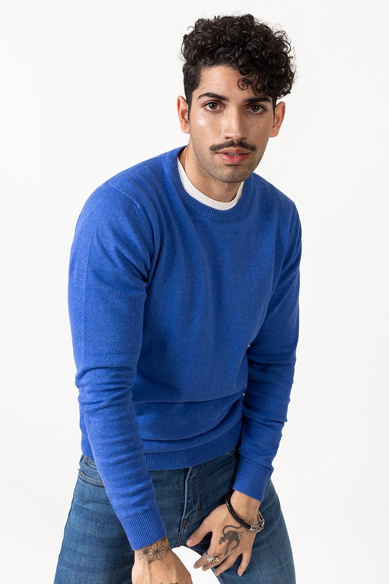Royal Blue Crew Neck Sweater - FS-SWT-D26-04