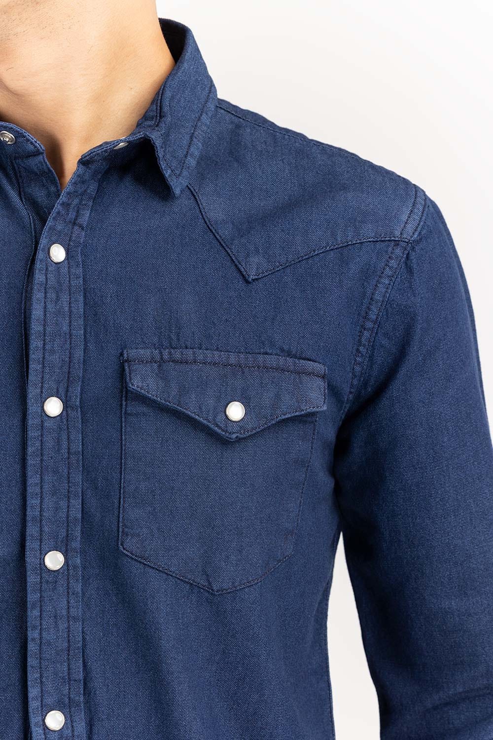 Royal Blue Yarn Dyed Casual Shirt M-DNM-S-018 CS