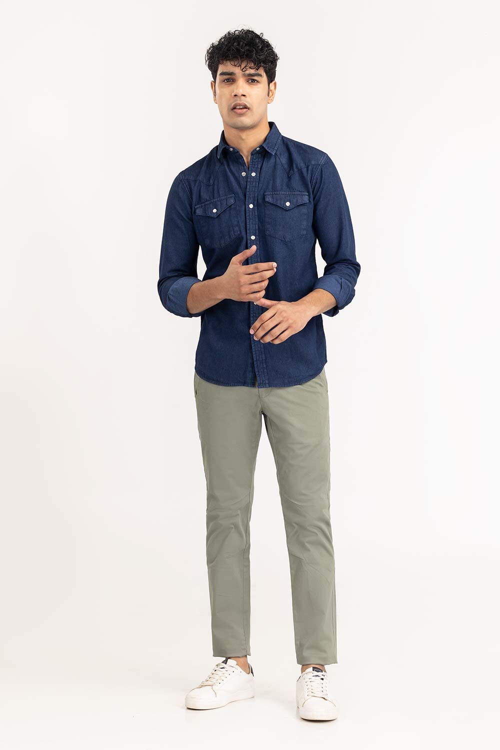 Royal Blue Yarn Dyed Casual Shirt M-DNM-S-018 CS