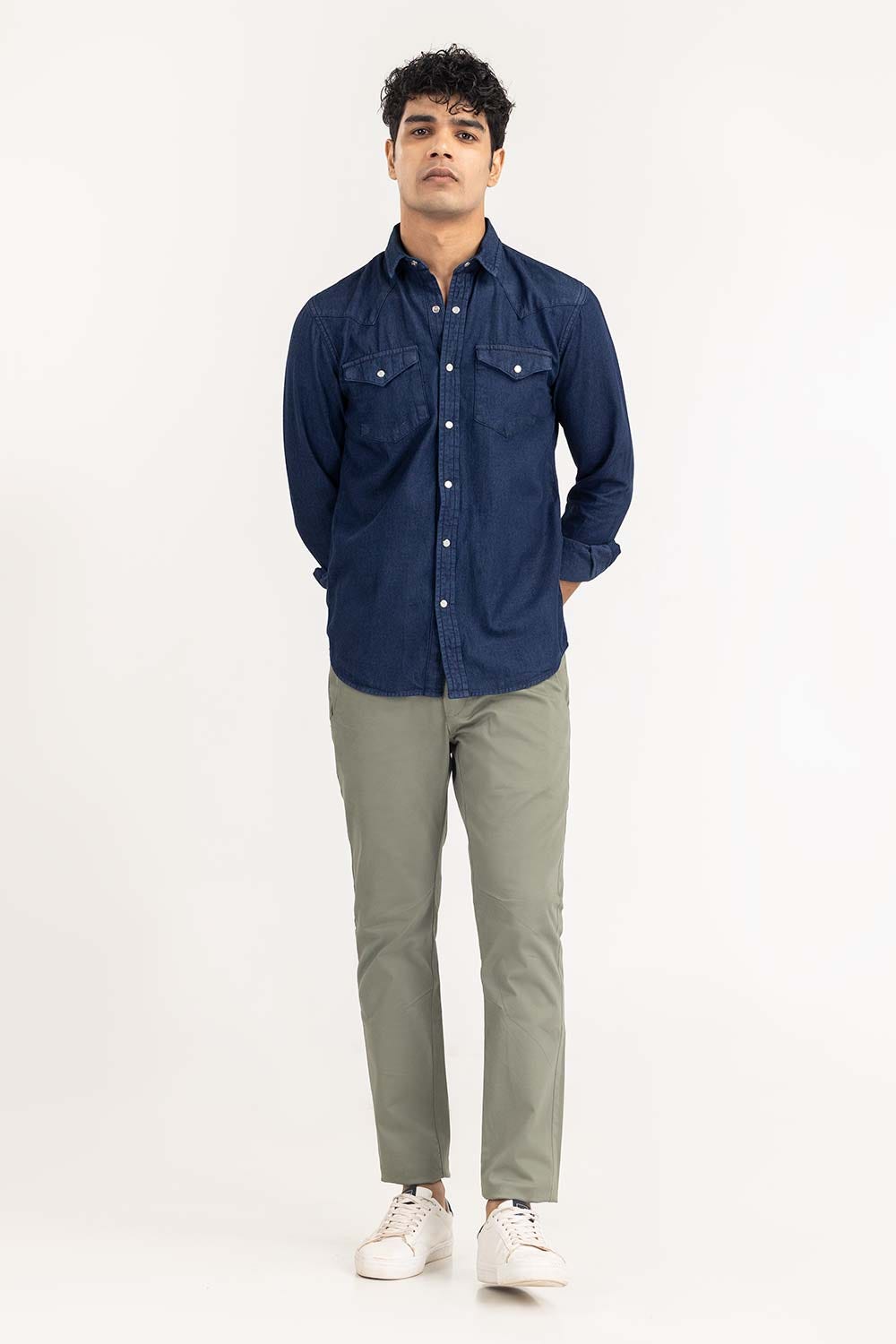 Royal Blue Yarn Dyed Casual Shirt M-DNM-S-018 CS