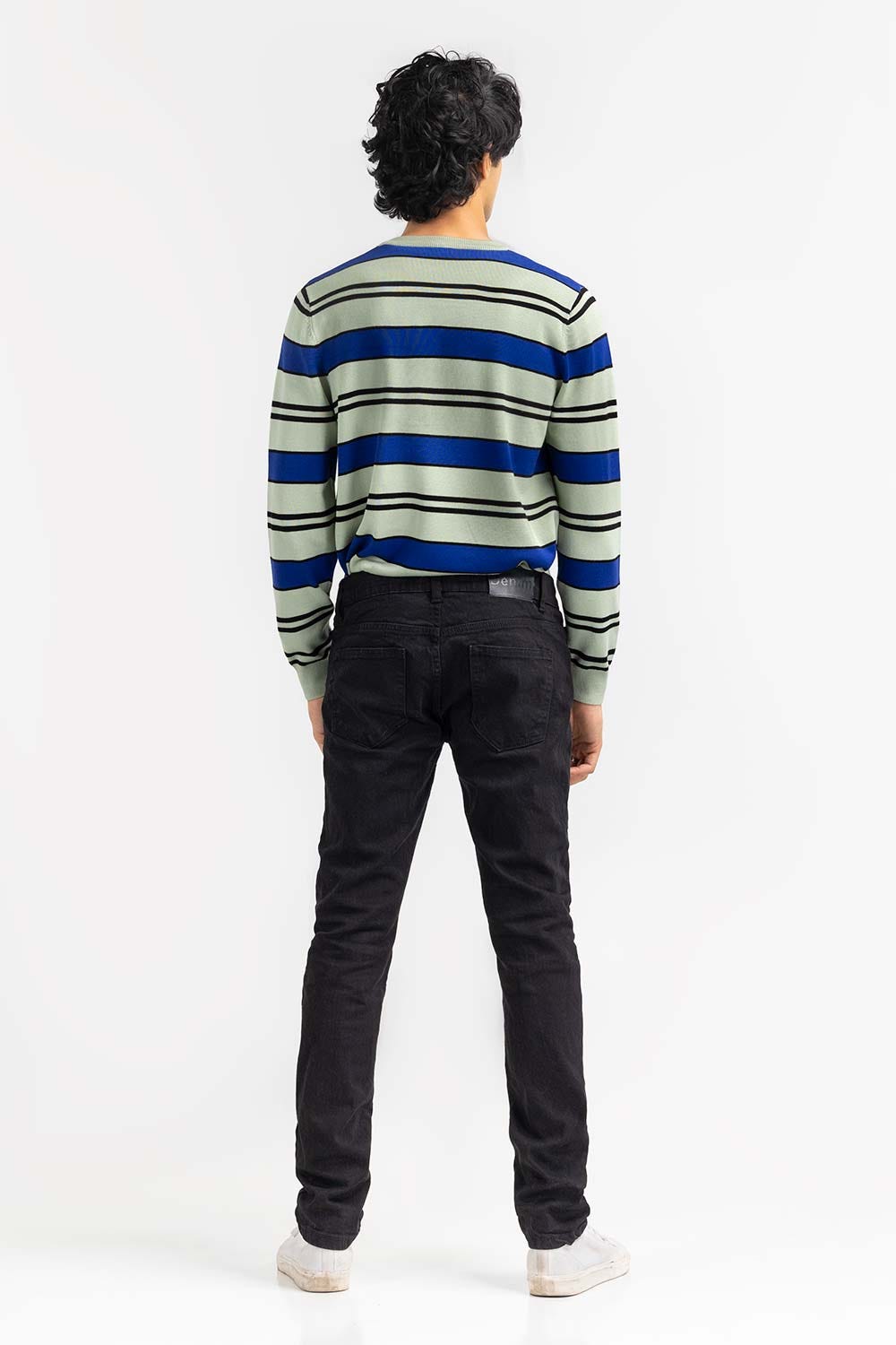 Royal White Striped Crew Neck Sweater SWT-FFSCN22-250