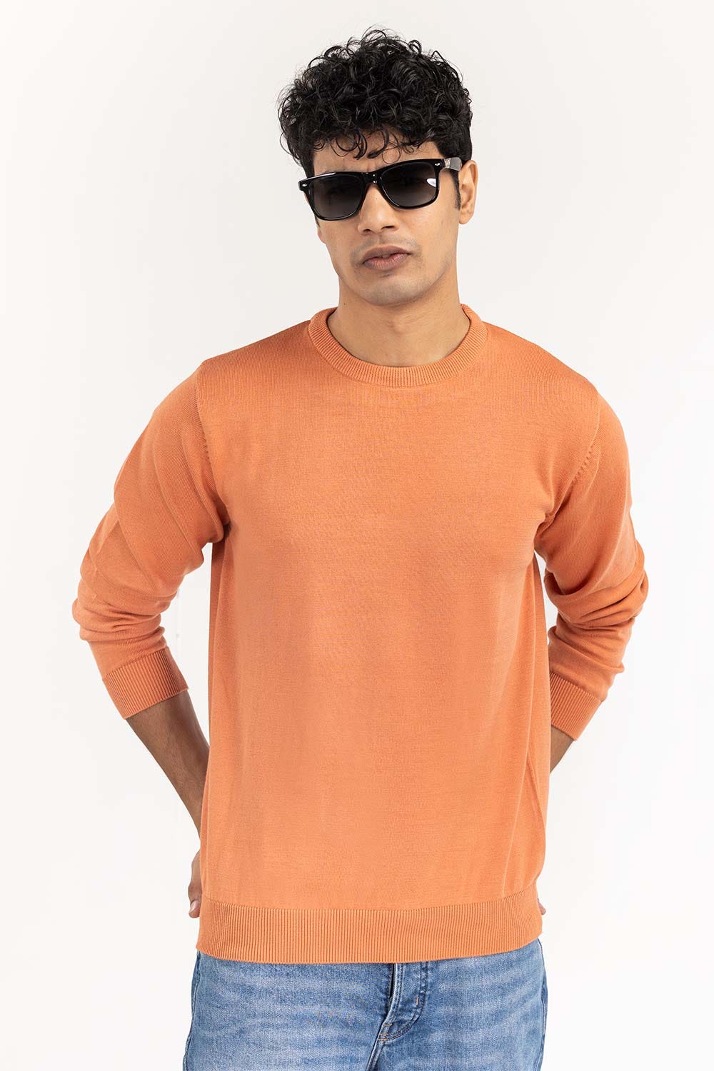 Rust Basic Crew Neck Sweater SWT-BFSCN-22-010