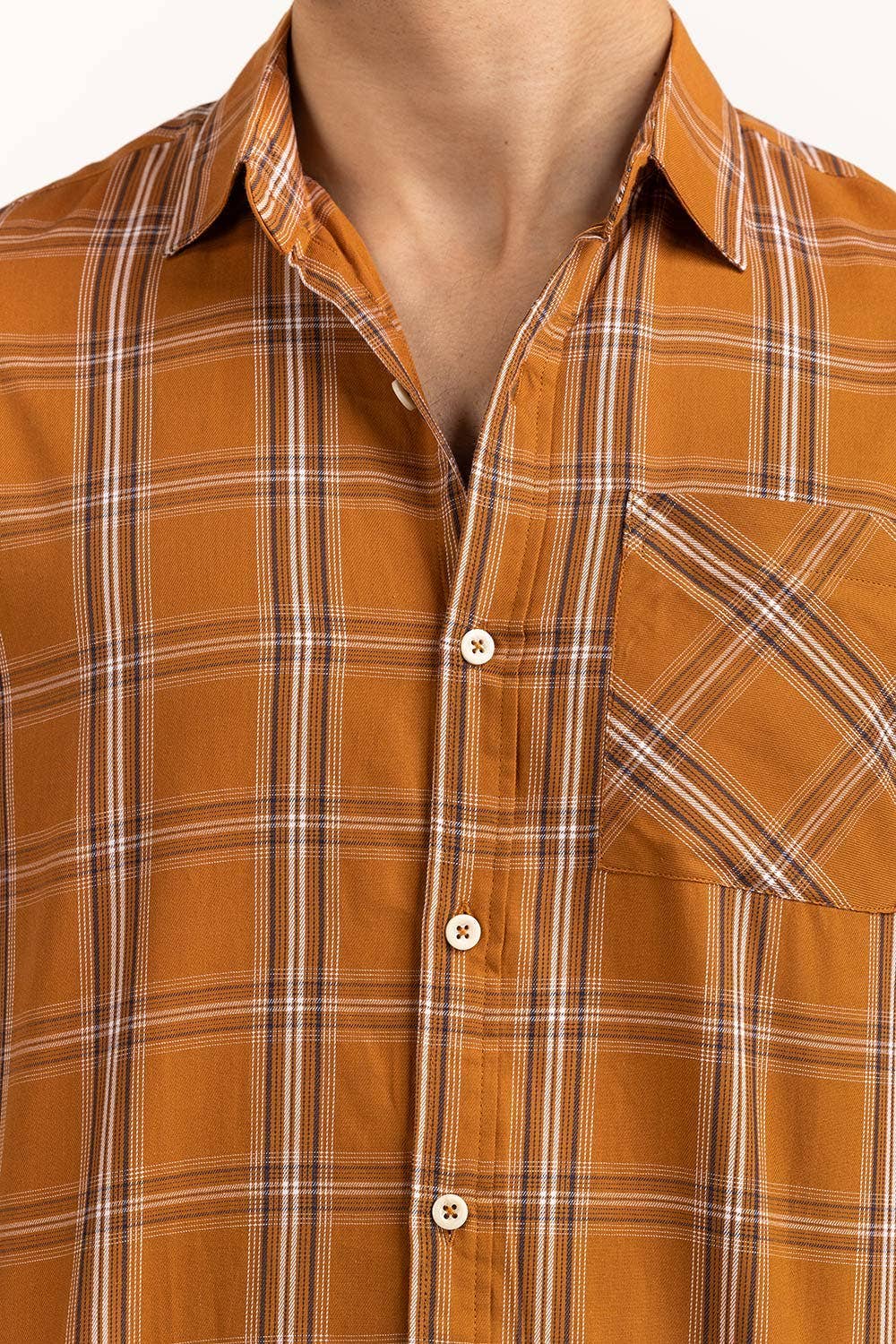 Rust Black Checkered Casual Shirt CS-YD22-044